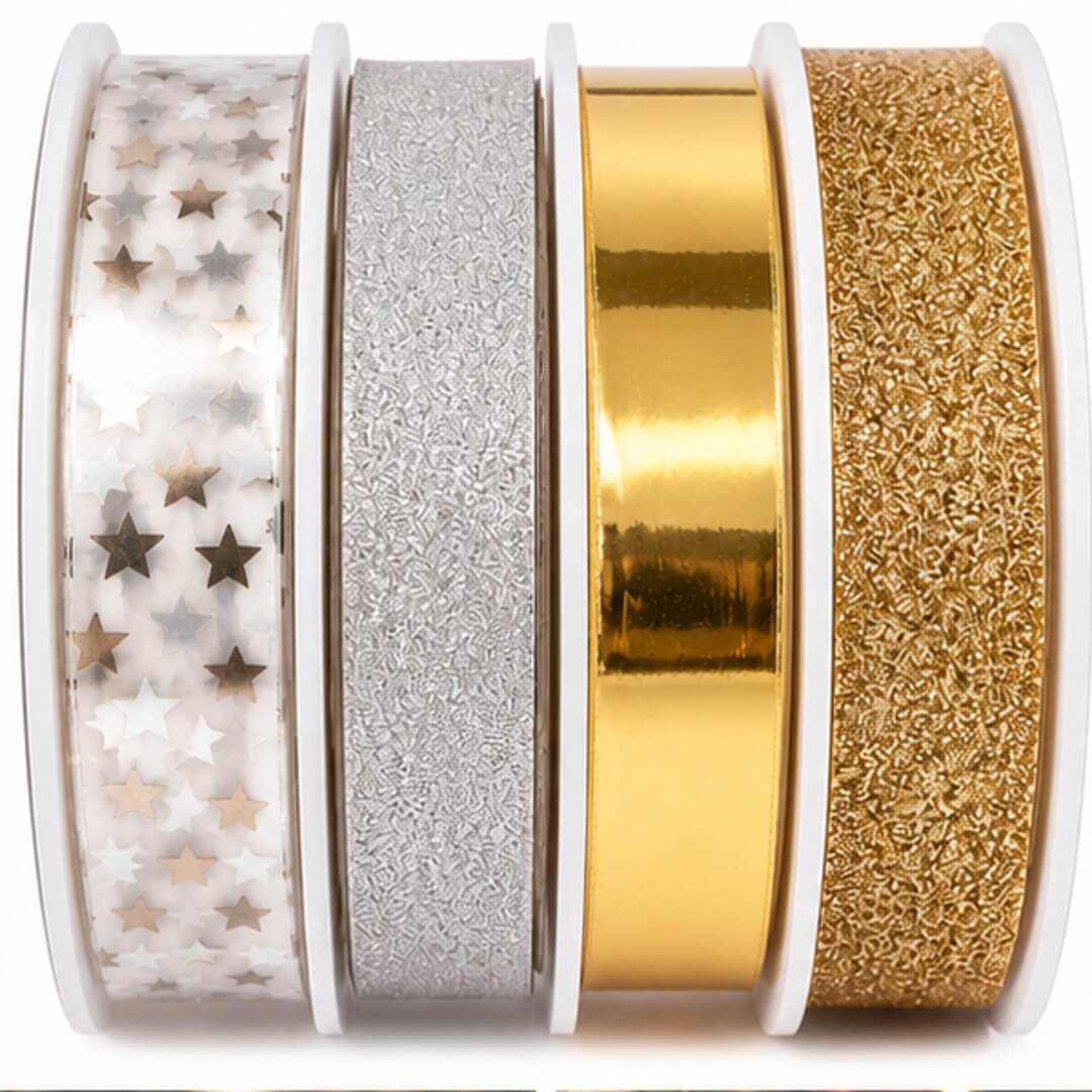Noël Christmas Decorative Ribbon Set – 4 Designs, 7 m Each