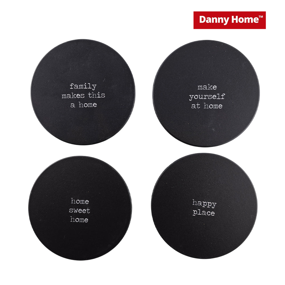 Danny Home Black Porcelain Round Drink Coasters