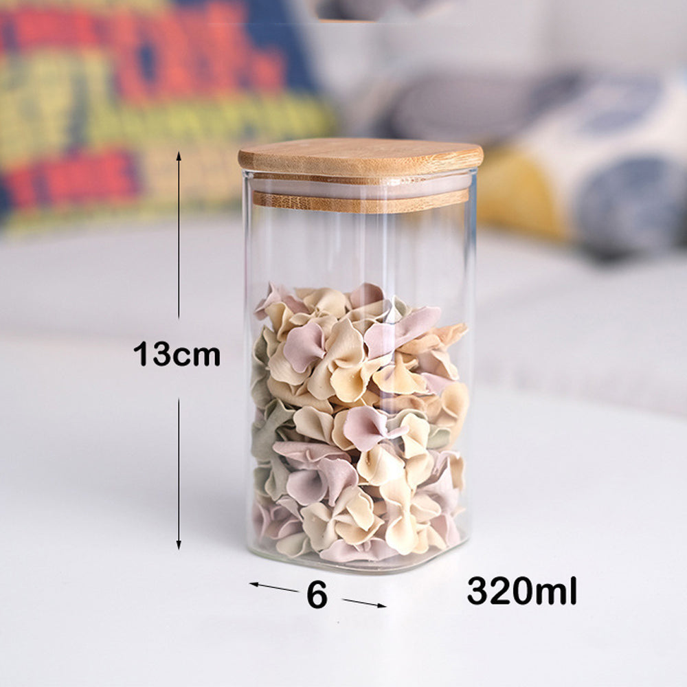 3x320ml DELI Glass Food Storage Jar with Wooden Lid