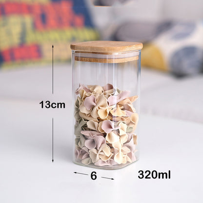 3x320ml DELI Glass Food Storage Jar with Wooden Lid