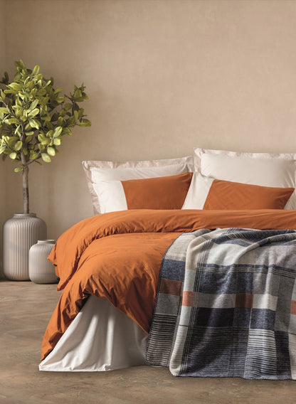 Single size Cotton Blanket with Duvet Cover Set Cinnamon