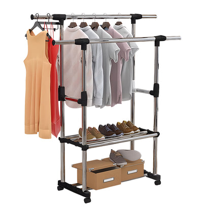 Double Pole Clothes Hanger With 2 Shelves DC-0032