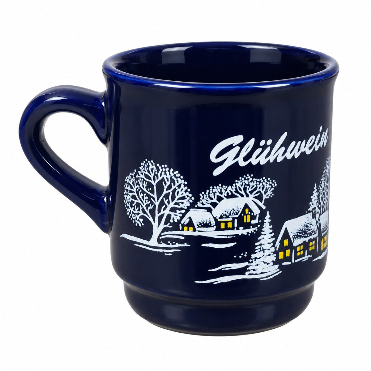 Navy Blue Glühwein Christmas Mug – Winter Village Design – 0.2 L