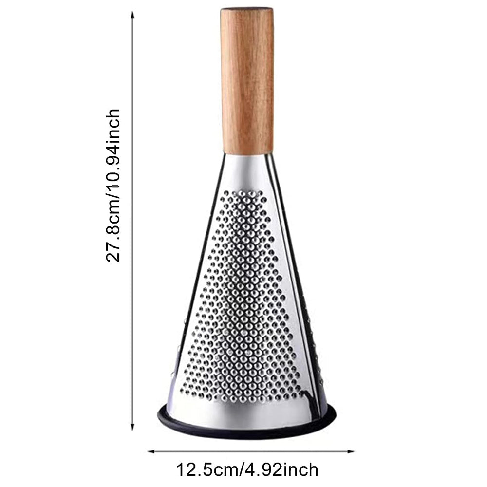Wooden Handle Stainless Steel Grater Cone Shaped