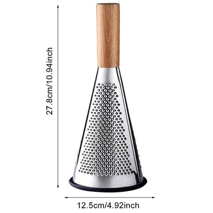 Wooden Handle Stainless Steel Grater Cone Shaped