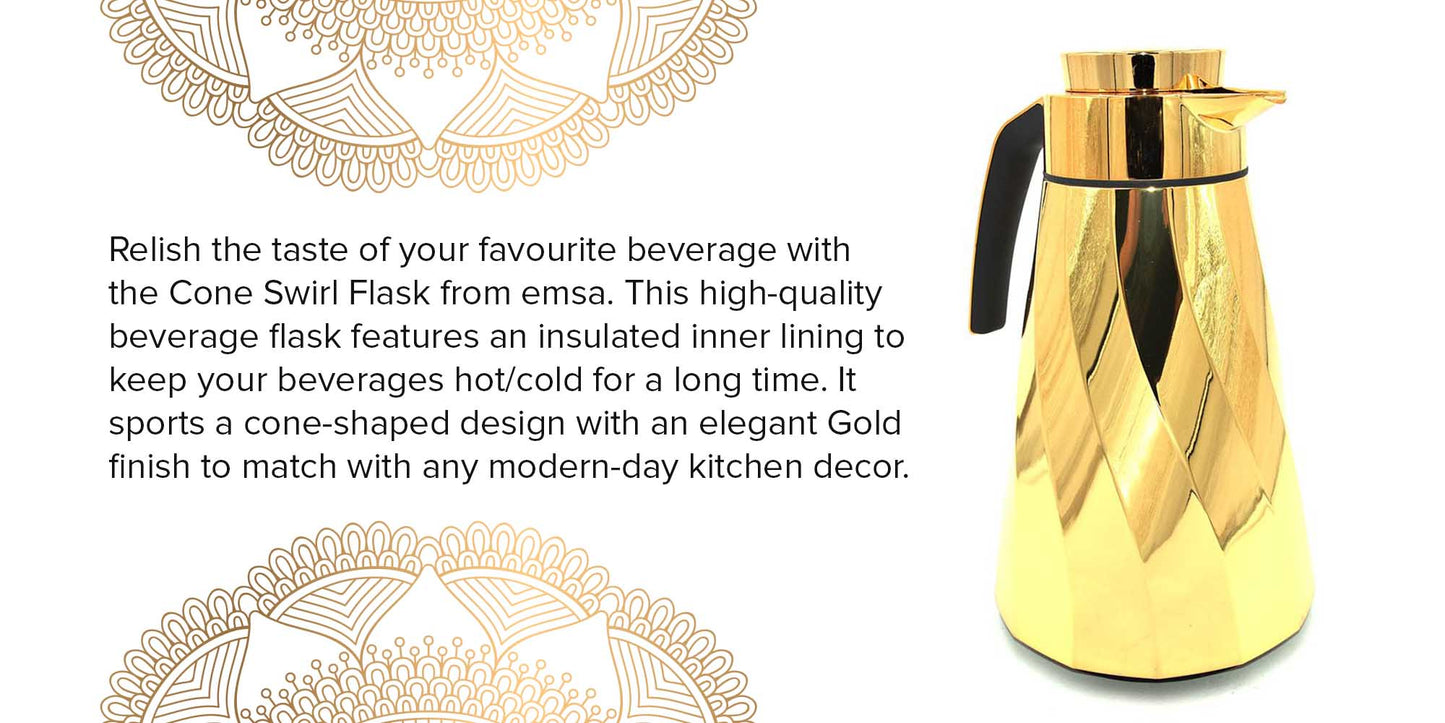 EMSA German-made 1.5L Gold Vacuum Jug – Premium Insulated Coffee & Tea Pot