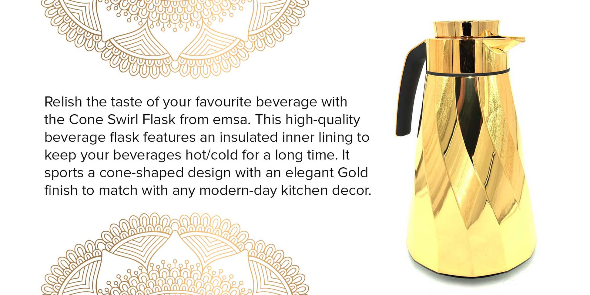 EMSA German-made 1.5L Gold Vacuum Jug – Premium Insulated Coffee & Tea Pot