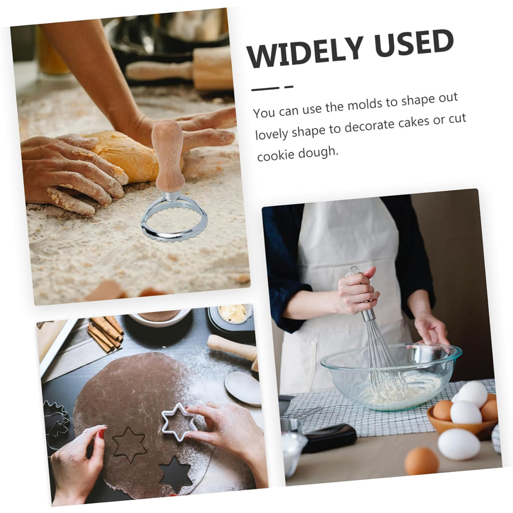 Stainless Steel Cookie & Biscuit Mold with Wooden Handle ( Round )