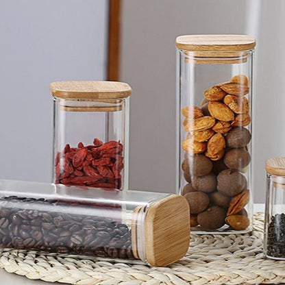 3x320ml DELI Glass Food Storage Jar with Wooden Lid