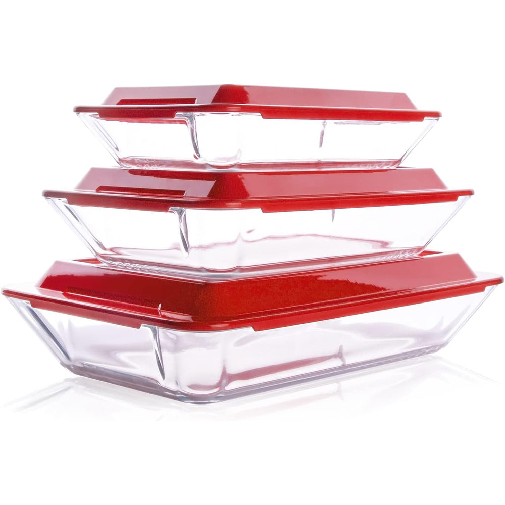 FENIX Set of 3PCS Tempered Nesting Glass Bakeware Set