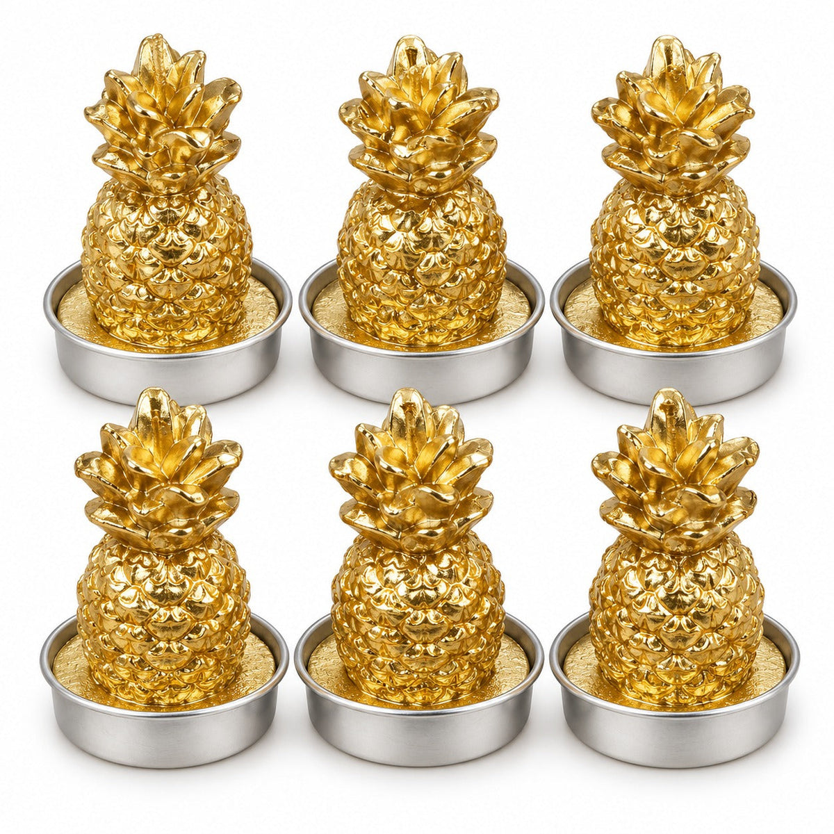 Gold Pineapple Christmas Candles – Set of 6