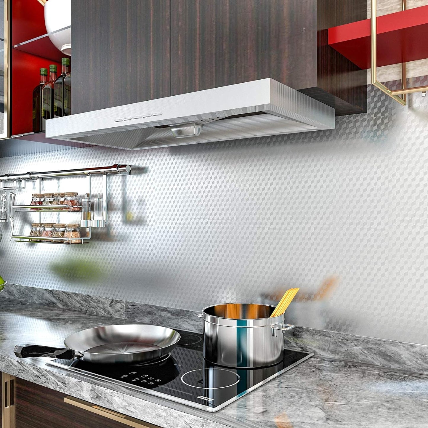Waterproof Peel and Stick Oil-Proof Self Adhesive Aluminum Foil 60x500cm