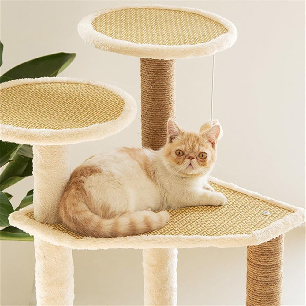 Multi-Level Cat Tree Tower with Scratching Posts – Beige