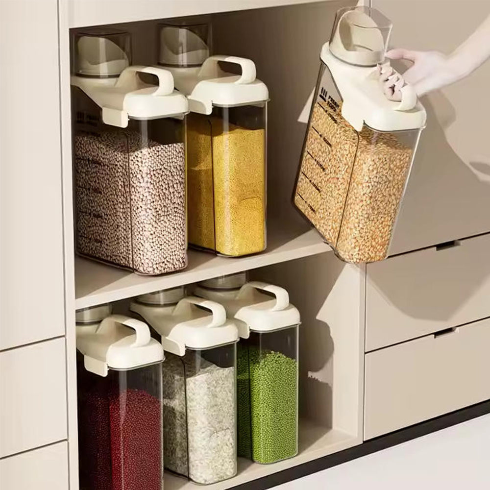 2500ml Cereal Storage Containers, Airtight Plastic Kitchen Storage Boxes with Flip-Top Lid