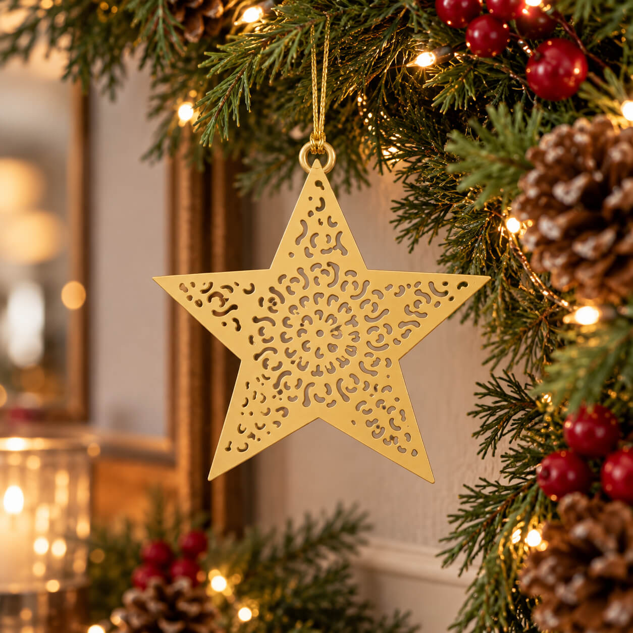 Noël Filigree Star Christmas Hanging Ornament – 10 cm