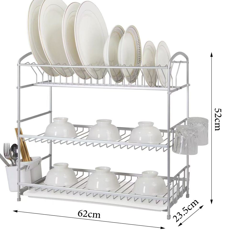 Binca Aluminium Large 3-Layer Dish Rack 62-cm
