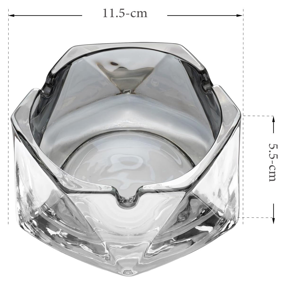 DELI Hexagon Clear Glass Ashtray Diameter 11.5-cm