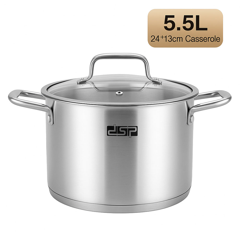 DSP CA002U-S01 Stainless, Die-Casting Non-Stick Casserole Set – 7 Pieces