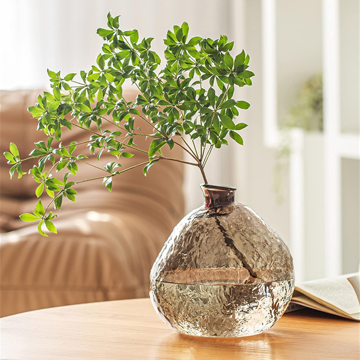 Danny Home Glass Plant Vase Grey 12-cm