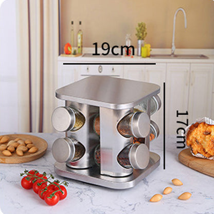 8-JARS 100ML Stainless Steel Rotating Seasoning Spice Jar Set