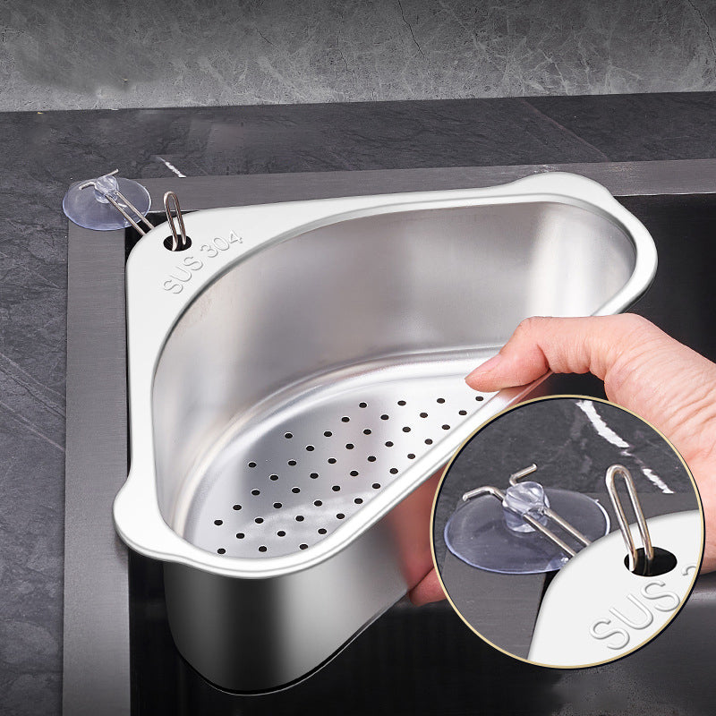 Stainless Steel Triangular Sink Strainer Basket Silver