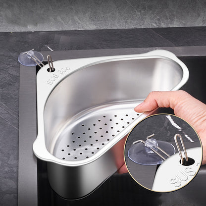 Stainless Steel Triangular Sink Strainer Basket Silver