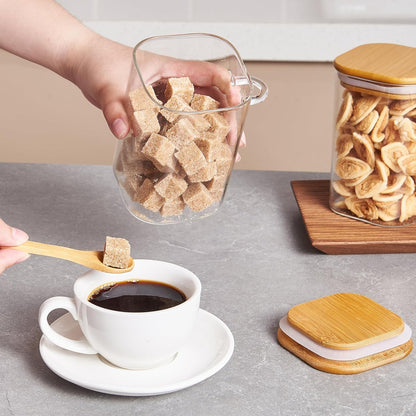 Glass Jar Container with Bamboo Lid + Spoon 270-ml