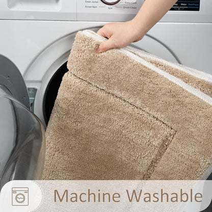 Danny Home Luxury Bath Mat Absorbent Non-Slip Washable Shaggy Bathroom Rug 50X80CM – Beige