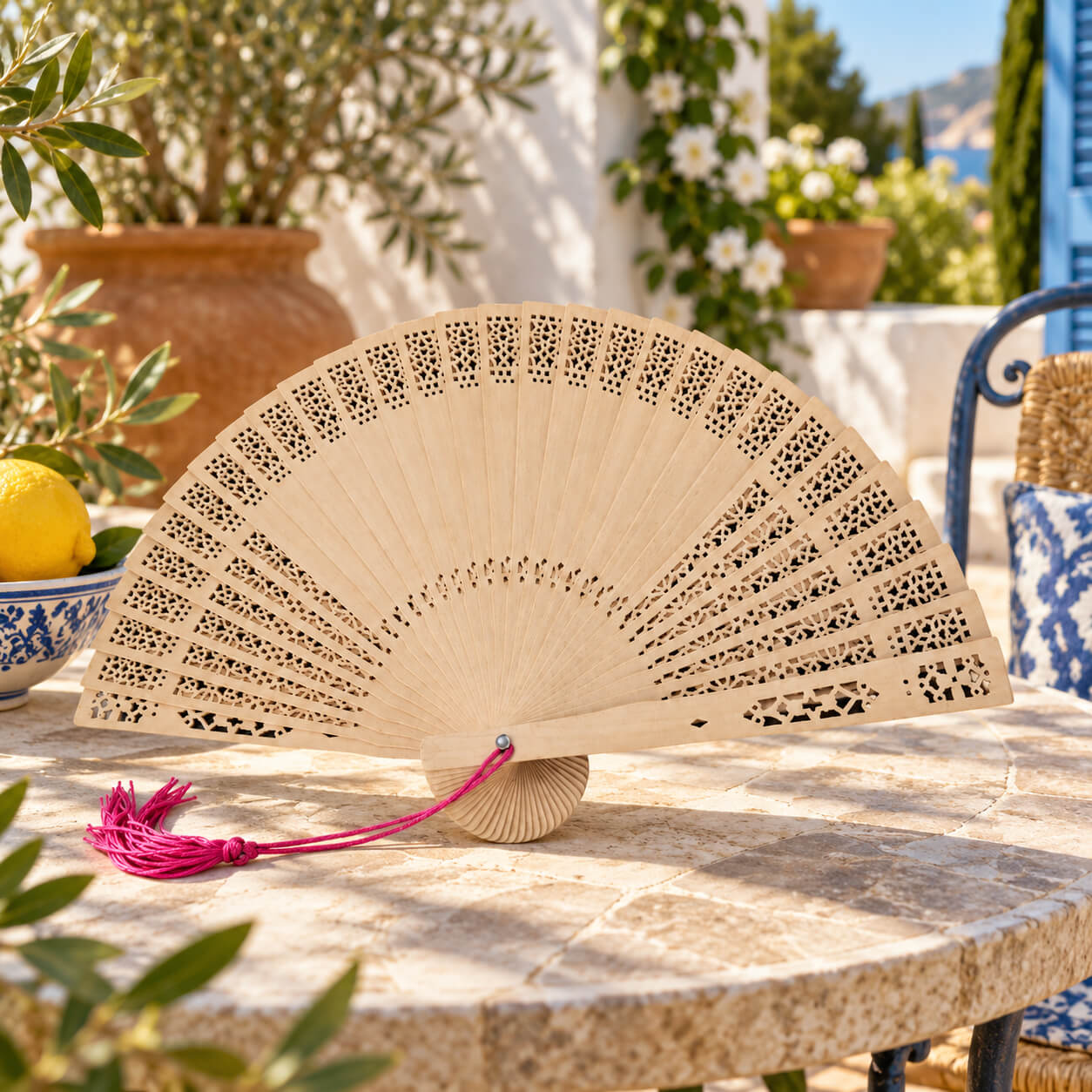 Point-Virgule Wooden Folding Hand Fan