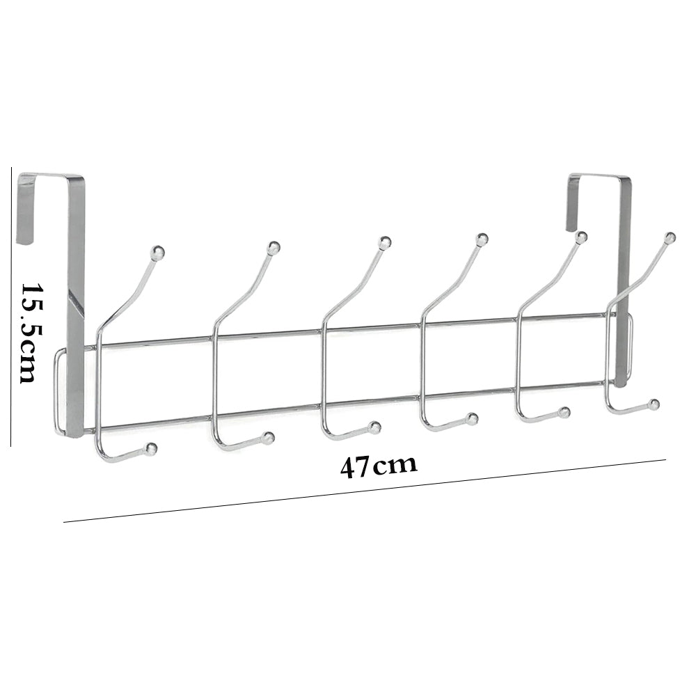 Stainless Steel Over the Door Hanger 6-Hooks 47cm