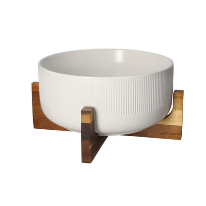 Danny Home 2.7L White Salad Bowl & Wooden Frame 22.5cm