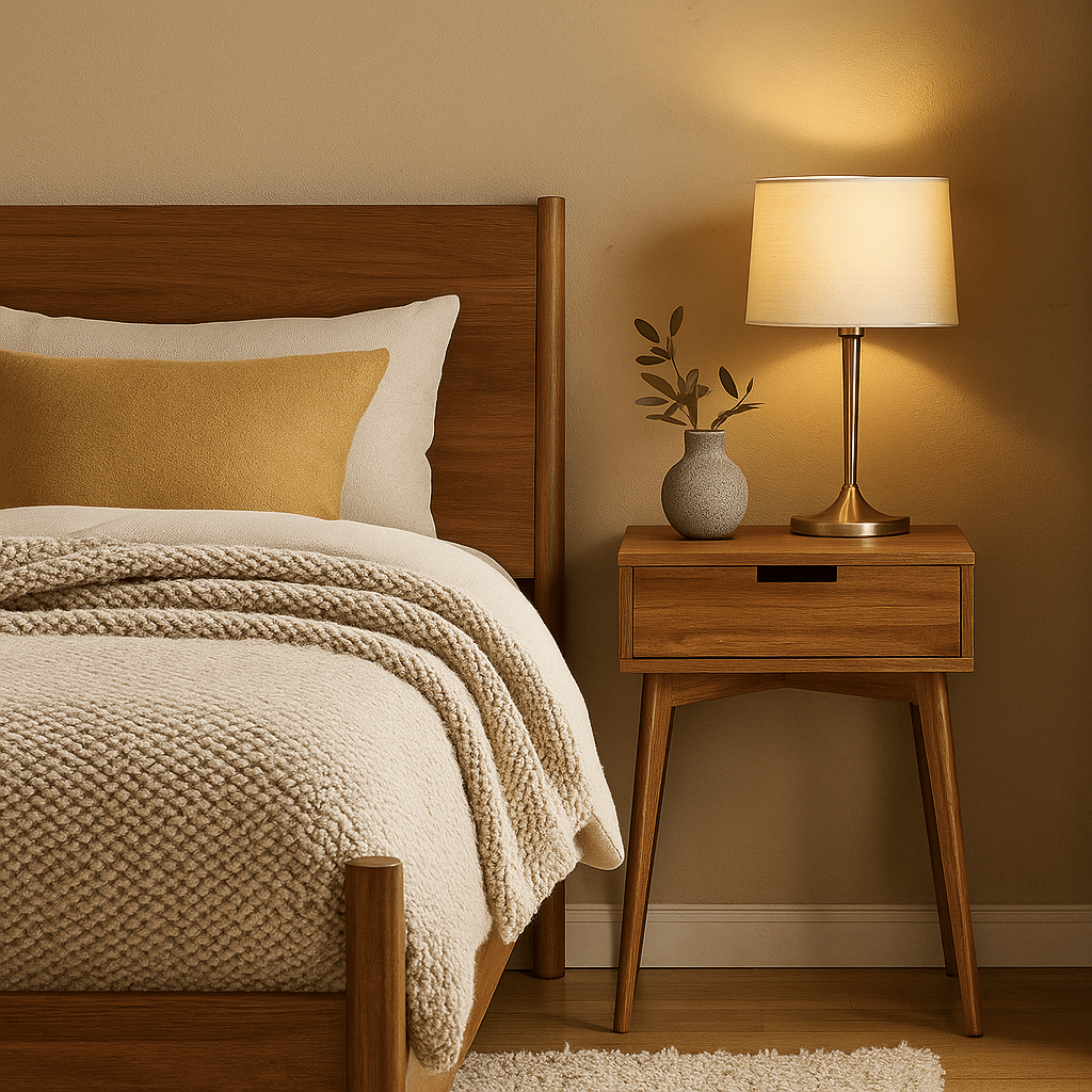 Scandinavian bedside table in FSC wood by Wenko