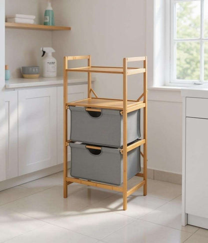 Laundry Shelf Bamboo with 2 Removable Drawers by Wenko