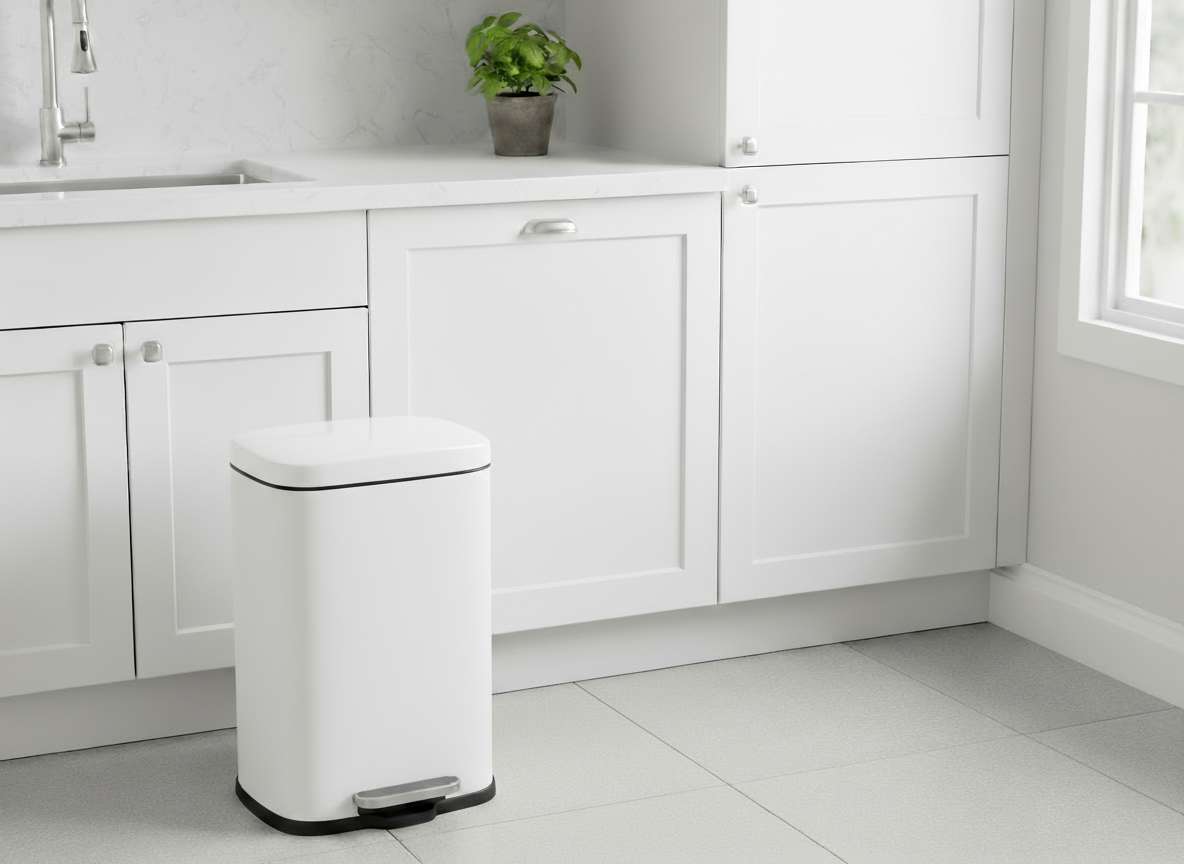 Pedal Bin Studio, Easy-Close, White 30 liters by Wenko -Germany