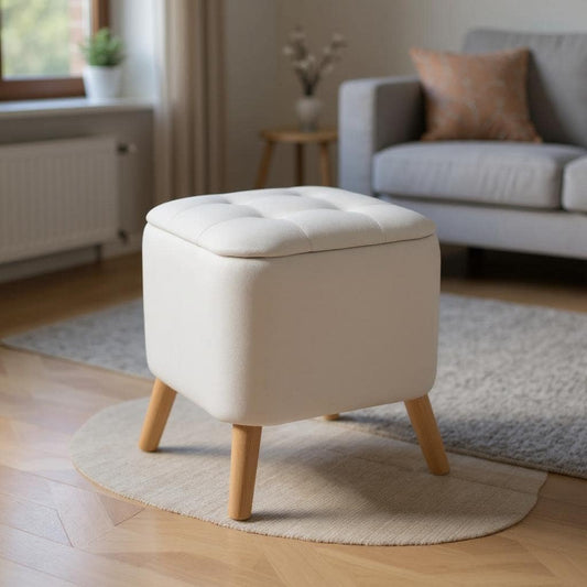 Velvet Grey Stool With Storage by Wenko