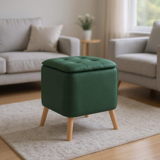 Velvet Green Stool With Storage by Wenko