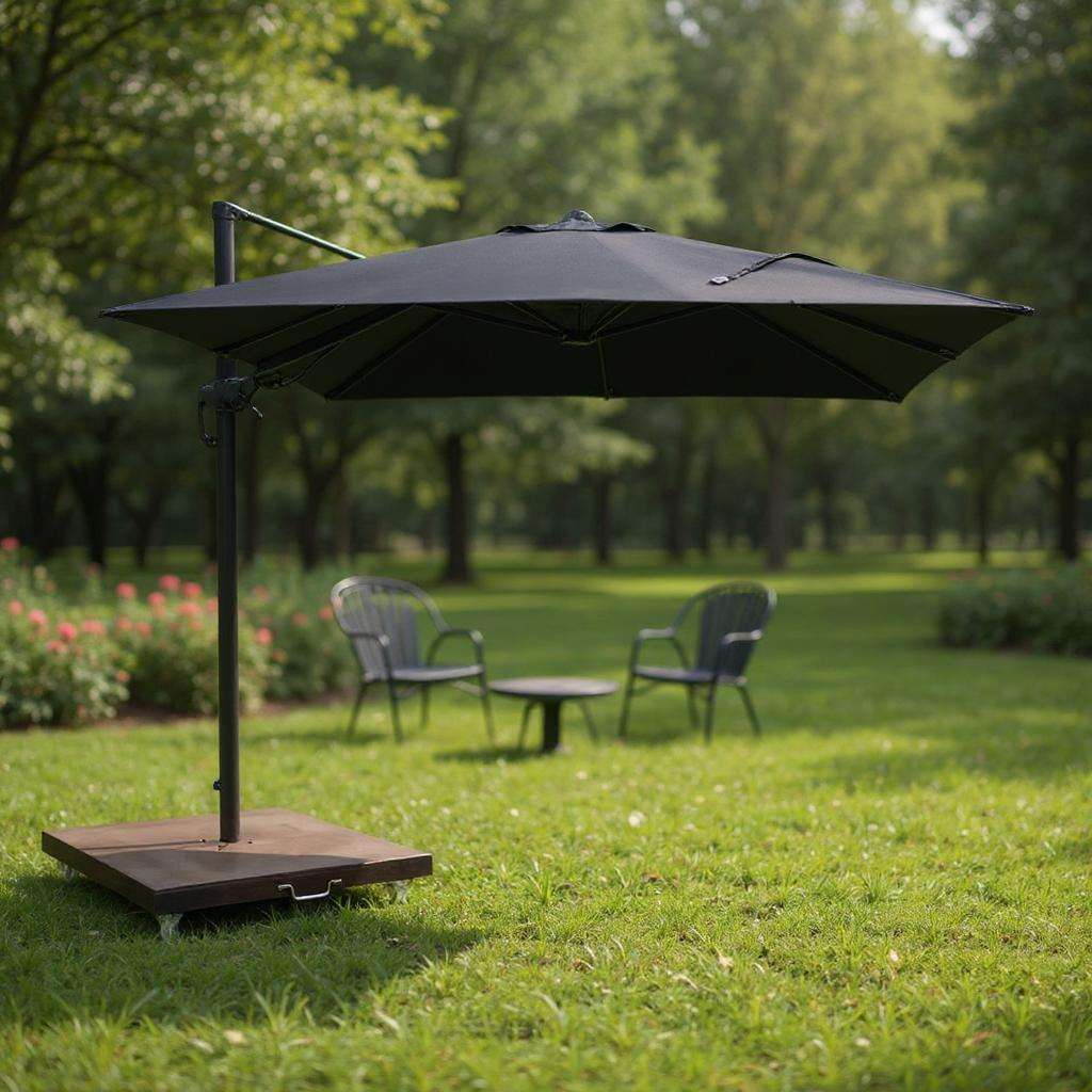 Parasol Roma Black with LED light 3x3m (Base Included)