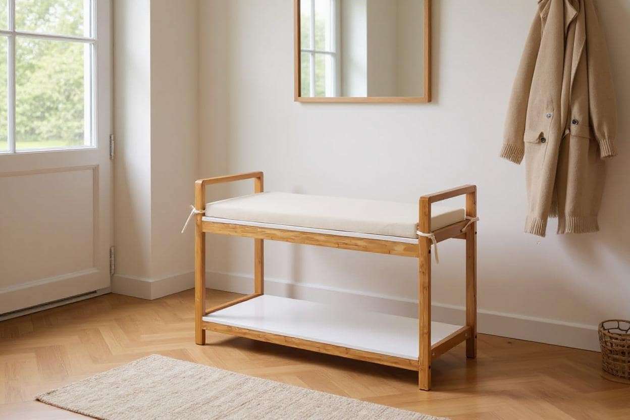 Acina Bamboo Shoe Bench with Cushion by Wenko
