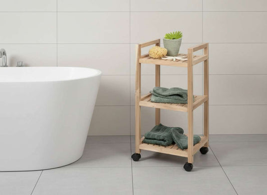Acina Laundry/Kitchen 3 tier rolling shelving By Wenko