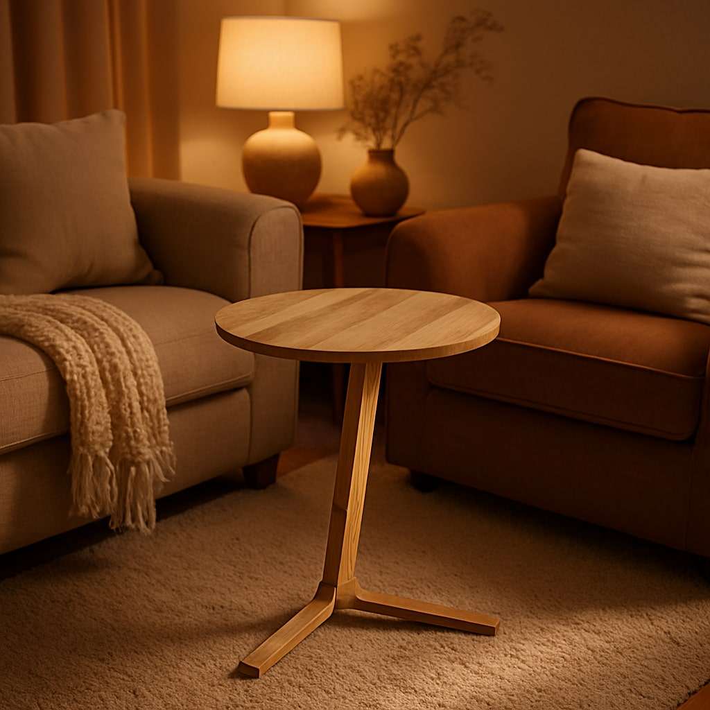 Acina Wooden Side Table, Acacia Wood ø40cmxH50cm by Wenko