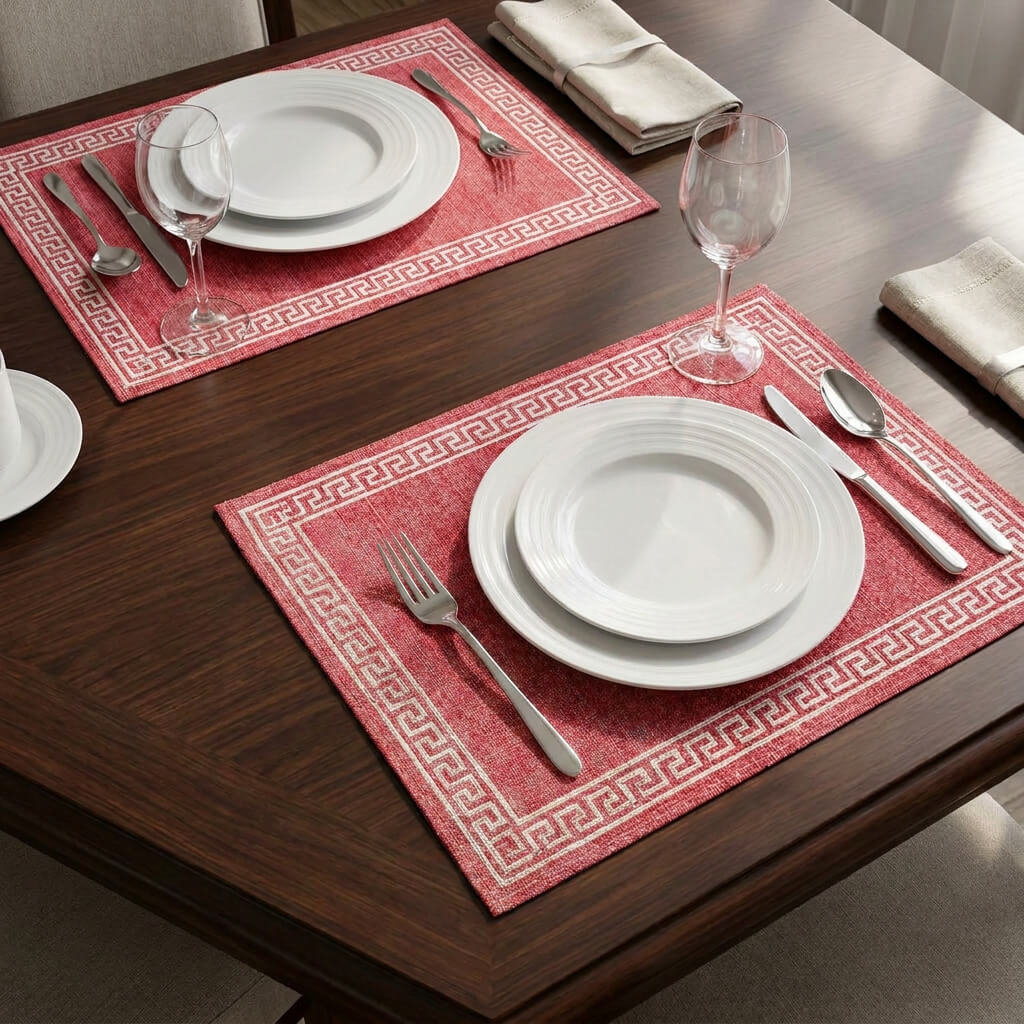 Set of 2 Red&White Table Placement