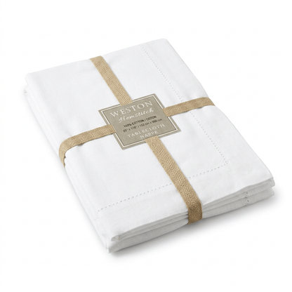 Weston Hemstitch White Cotton Tablecloth 152 x 300 cm