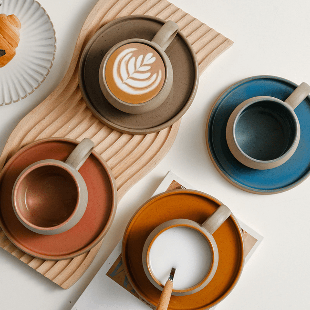 Gary Clay Milk Pottery Latte Coffee Ceramic Cup And Saucer 250ML