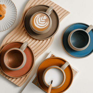 Gary Clay Milk Pottery Latte Coffee Ceramic Cup And Saucer 250ML