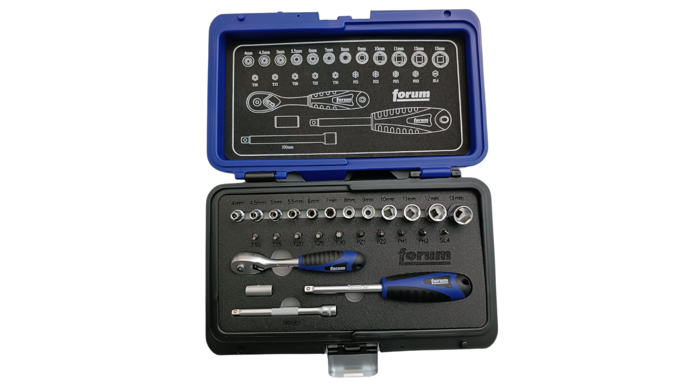 Socket wrench set 1/4" - 26 pcs - by Forum Germany