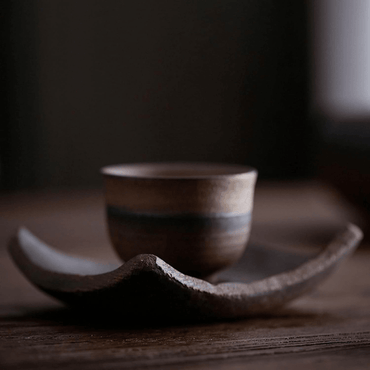 Handmade Retro Stoneware Cup And Saucer 50ML