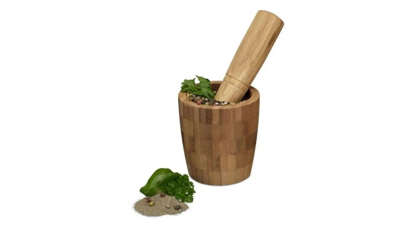 Bamboo Pestle & Mortar by Relaxdays