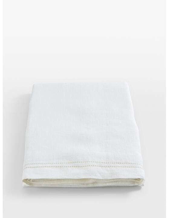 Elite Hemstitch White Tablecloth – 152x300 cm 100% Cotton Dining Table Linen