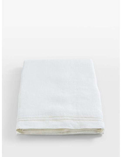 Elite Hemstitch White Tablecloth – 152x300 cm 100% Cotton Dining Table Linen