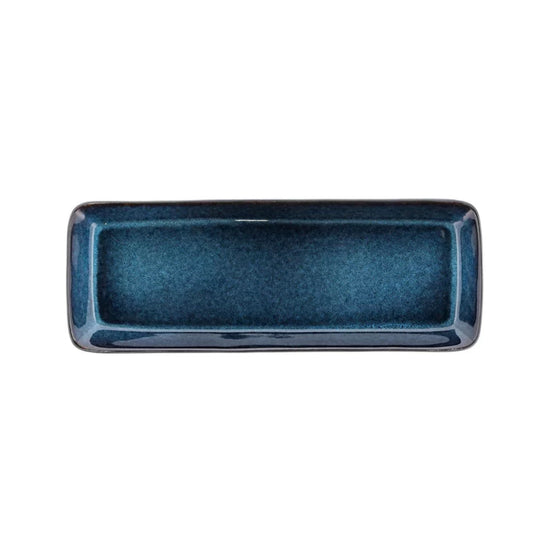 Stoneware Dish 14x38cm Black, Dark Blue (15826)